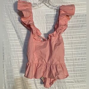 H&M Pink Ruffle Peplum Top size L